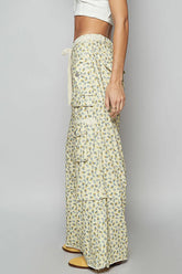 POL Floral Cargo Wide Leg Pants with Lace Drawstring OutfitFlow